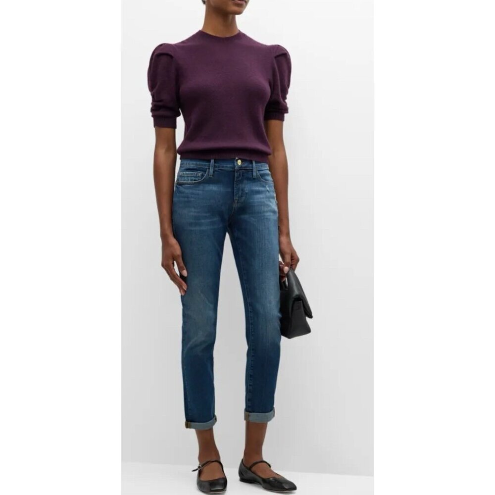 Frame Le Garcon Womens‎ Jeans 29 High Waist Straight Distressed Denim Casual